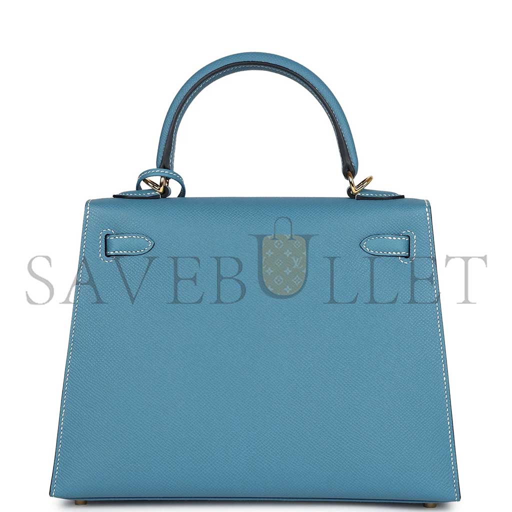 H**mes master kelly sellier 25 blue jean epsom gold hardware (25*17*7cm)